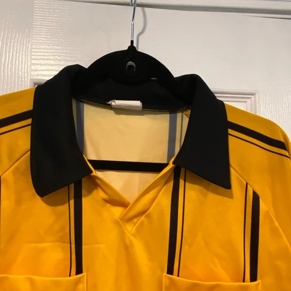 Official Sports Size M USSF Yellow Long Sleeve Striped Soccer Referee Jersey - Picture 5 of 15